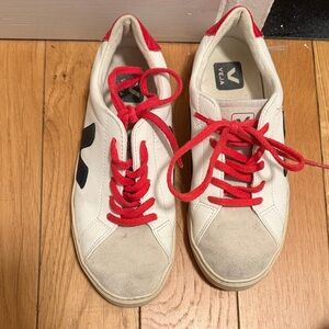 Veja White and Red Sneakers